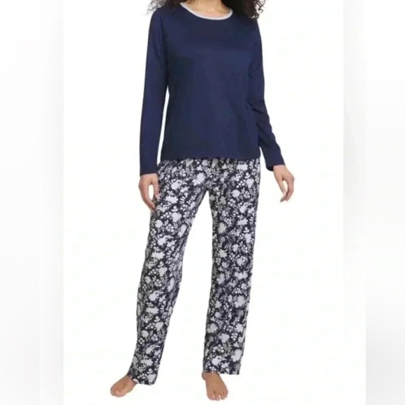 Lands’ End Women’s Pajamas 2-Piece Knit Set Size Small 6-8 Blue White $80 Retail - Picture 2 of 5